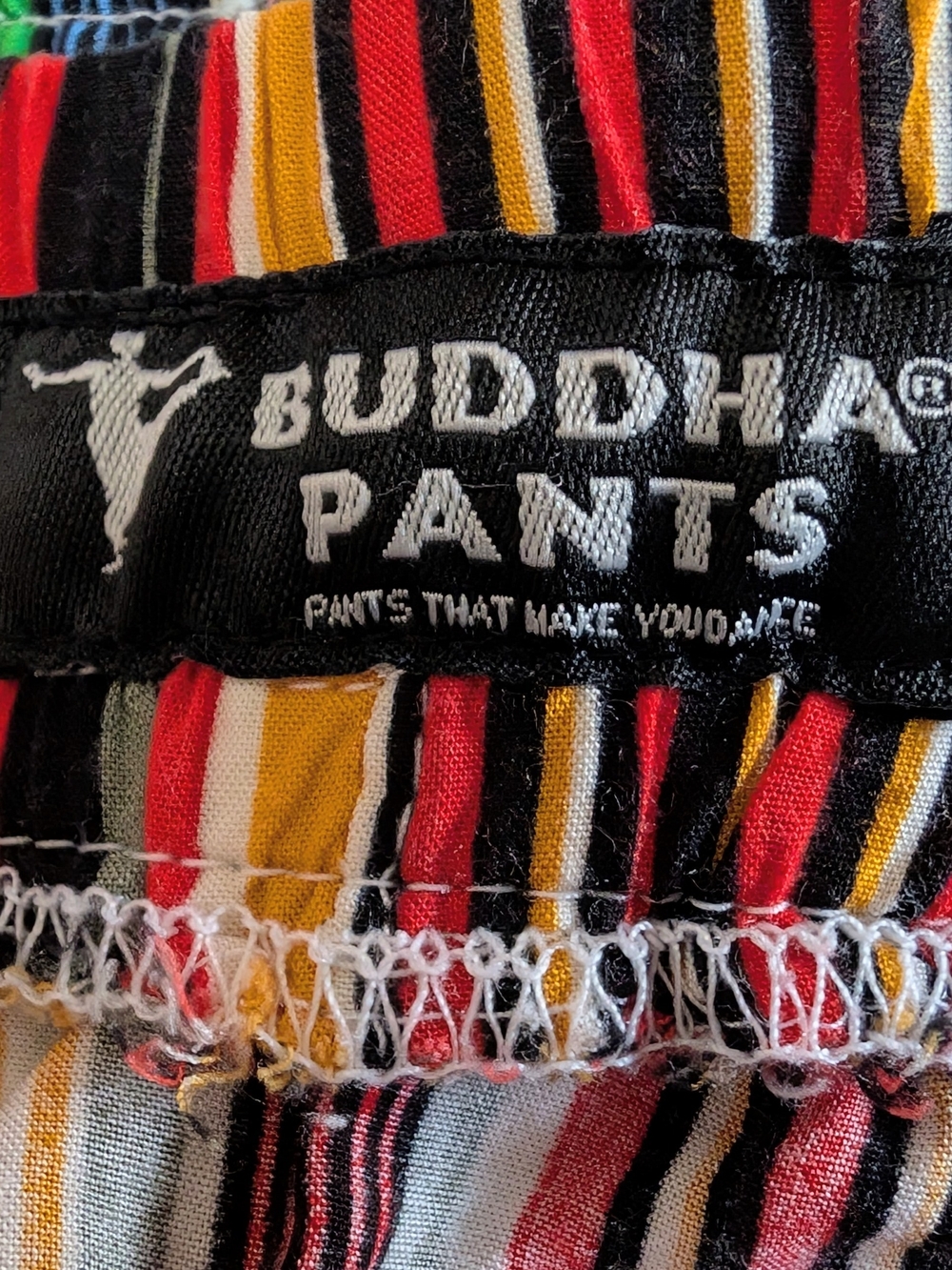 Buddha Pants Striped Drawstring Pants - Red, Yellow, Black, White
